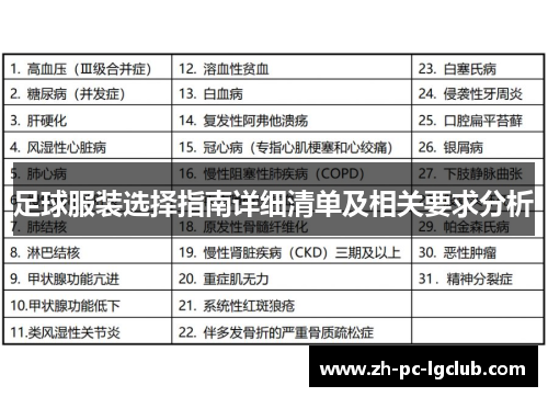 足球服装选择指南详细清单及相关要求分析